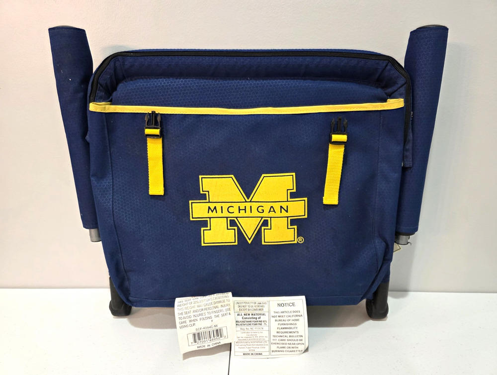 NorthPole Michigan Wolverines Foldable Stadium Seat w/ Blanket Blue Yellow